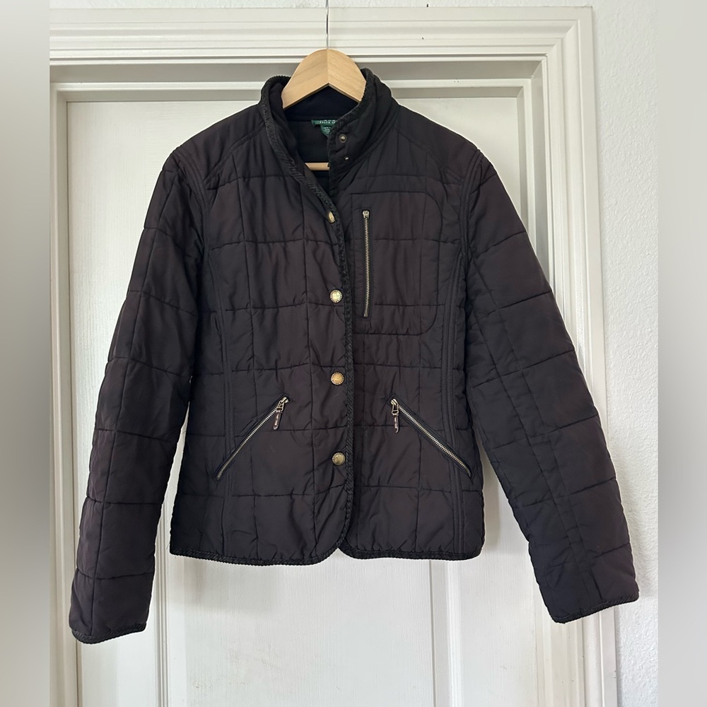 Lauren Ralph Lauren Women's Black Quilted Jacket - Large